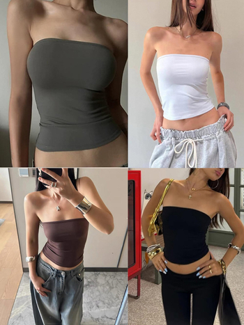 Wild топ без презрамки за бюст, тънък силует, ултра къс дизайн ≤40 cm, полиестер с нейлон и спандекс, едноцветен модел