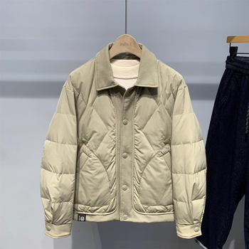 Muška zimska jakna s reverom, zatvarač, sadržaj bijelog pačjeg perja 50–55%