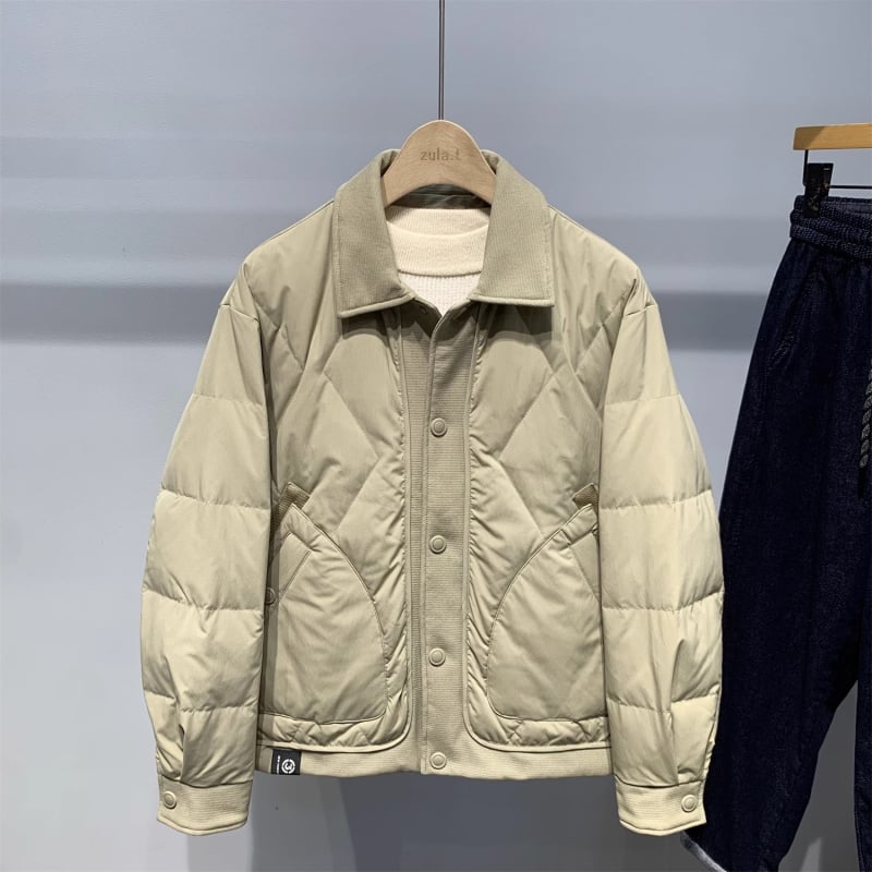 Muška zimska jakna s reverom, zatvarač, sadržaj bijelog pačjeg perja 50–55%