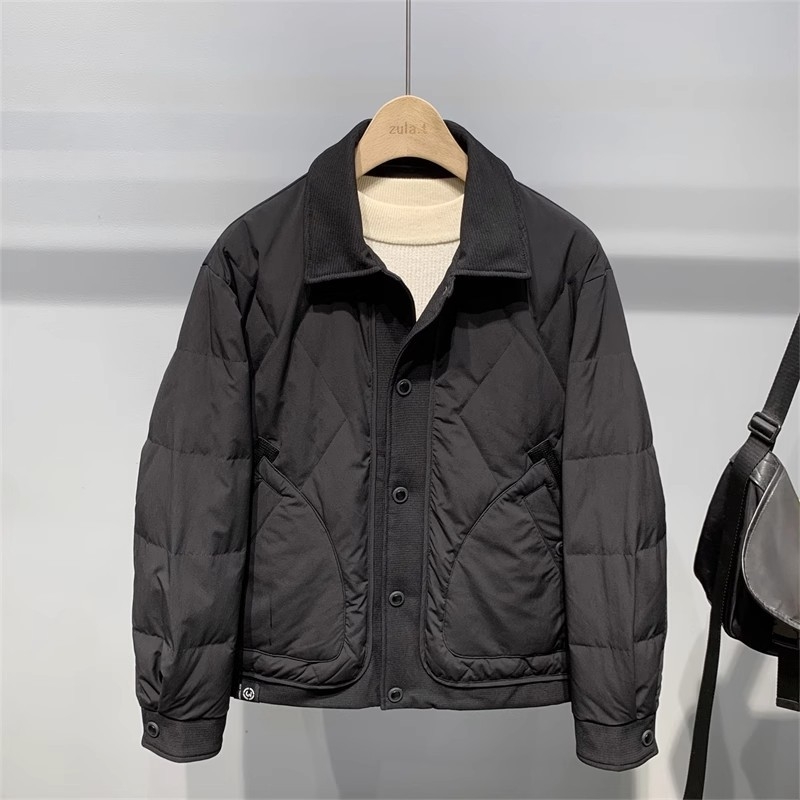 Muška zimska jakna s reverom, zatvarač, sadržaj bijelog pačjeg perja 50–55%