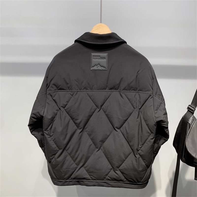 Muška zimska jakna s reverom, zatvarač, sadržaj bijelog pačjeg perja 50–55%