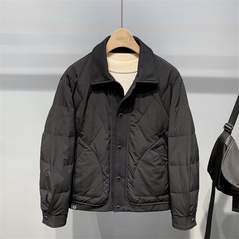 Muška zimska jakna s reverom, zatvarač, sadržaj bijelog pačjeg perja 50–55%