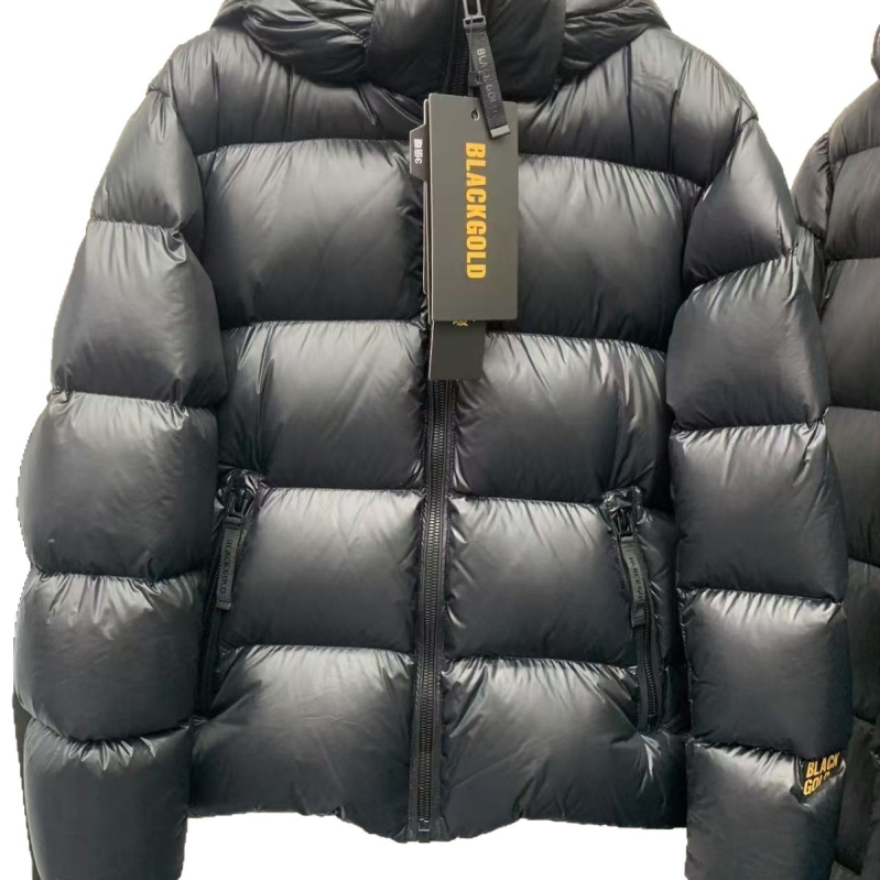 Unisex zimska jakna s kapuljom, kratki kroj, najlon tkanina, punilo bijeli gusji puh 86–90%, volumen downa 650, vjetrovata, vodootporna, prozračna