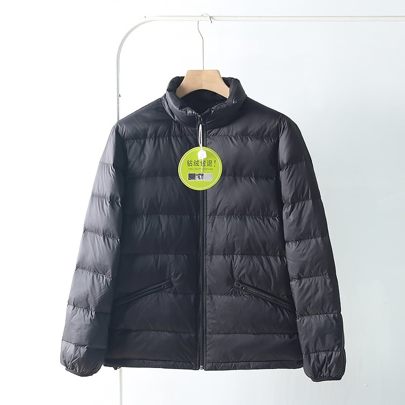 Muška down jakna Stand-Up ovratnikom – bijeli gusji down >91% sadržaj, corduroy tkanina, glavni materijal polipropilen, produžena duljina, lagana zaštita od hladnoće (-5°C do 0°C)