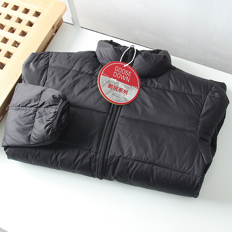 Muška down jakna Stand-Up ovratnikom – bijeli gusji down >91% sadržaj, corduroy tkanina, glavni materijal polipropilen, produžena duljina, lagana zaštita od hladnoće (-5°C do 0°C)