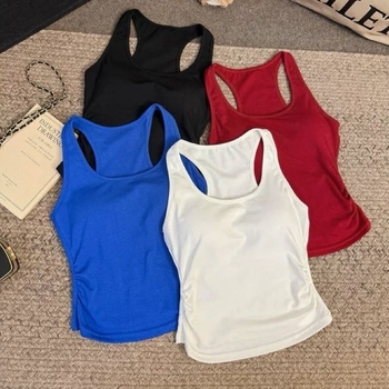 I-образна жилетка с подплънка за бюст, ежедневен стил, кратка дължина, едноцветен модел, вискозен плат, 90–95% вискоза