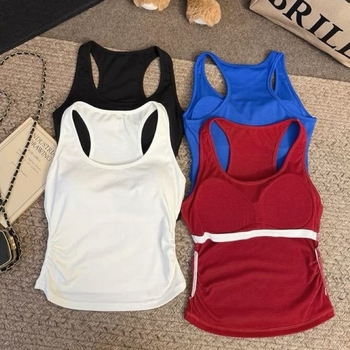 I-образна жилетка с подплънка за бюст, ежедневен стил, кратка дължина, едноцветен модел, вискозен плат, 90–95% вискоза