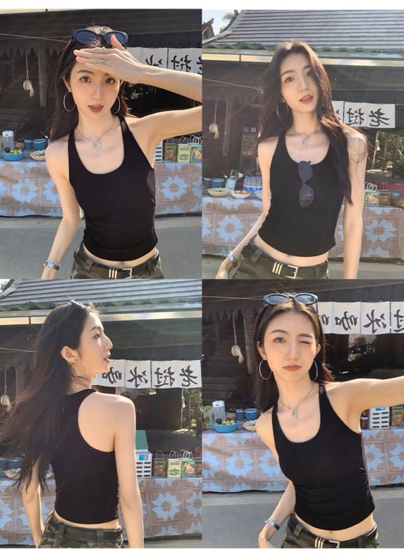 I-образна жилетка с подплънка за бюст, ежедневен стил, кратка дължина, едноцветен модел, вискозен плат, 90–95% вискоза