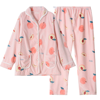 Zimske flanelne pidžame za trudnice s cartoon printom, dugi rukavi, hlače, poliester 80–90%