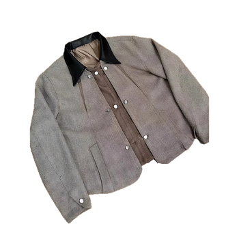 Jachetă bărbătească de toamnă cu imprimeu geometric, două piese, poliester, fermoar, croială lejeră