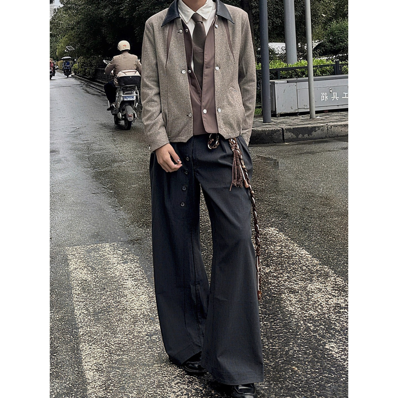 Jachetă bărbătească de toamnă cu imprimeu geometric, două piese, poliester, fermoar, croială lejeră