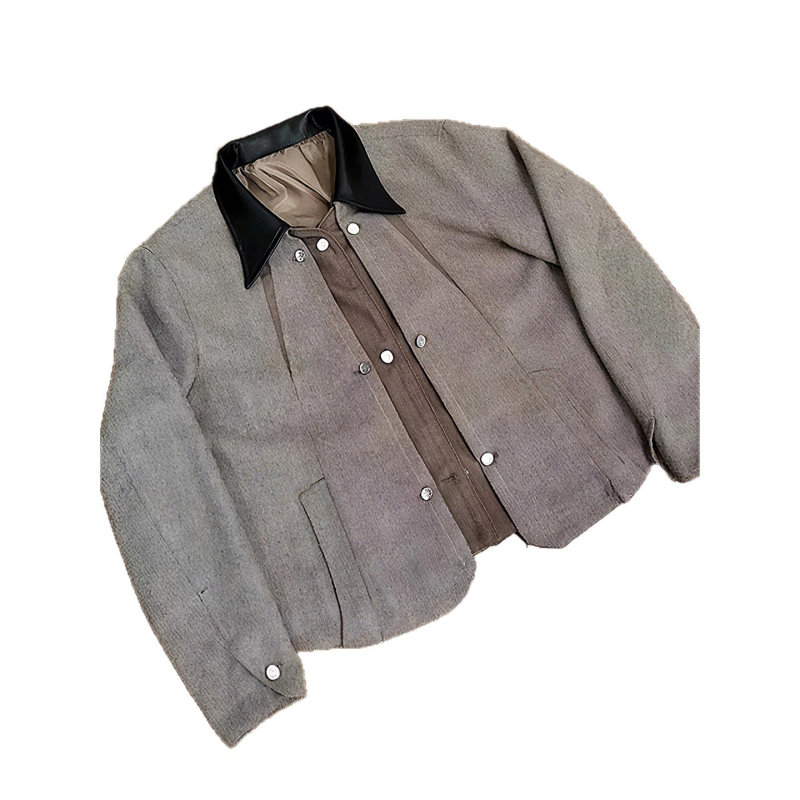 Jachetă bărbătească de toamnă cu imprimeu geometric, două piese, poliester, fermoar, croială lejeră