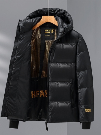 Muška zimska jakna s kapuljom, punjena guščjim perjem, zatvarač na zip, debela verzija