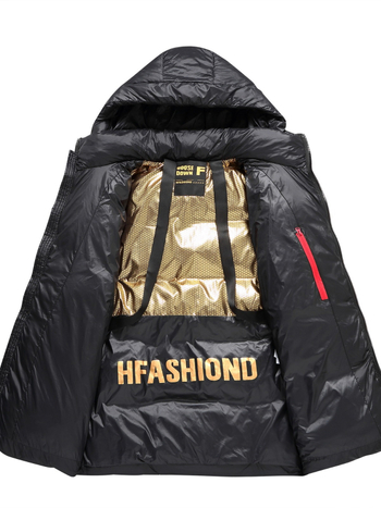 Muška zimska jakna s kapuljom, punjena guščjim perjem, zatvarač na zip, debela verzija