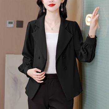 Ženski elegantni sako-košulja s ovratnikom i uskim strukom, poliester, 3D efekt, kolaz detalj