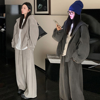 Trudnički pantsuit za jesen-zimu, pamukasto-mješavina tkanine s elastanom, puff rukavi, otvor za dojenje