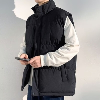 Americký štýl, bavlnená zateplená vesta pre mužov a ženy, voľný strih, stojací golier, bez rukávov, teplá vonkajšia vrchná časť, zima 2025