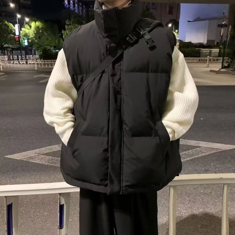 Americký štýl, bavlnená zateplená vesta pre mužov a ženy, voľný strih, stojací golier, bez rukávov, teplá vonkajšia vrchná časť, zima 2025