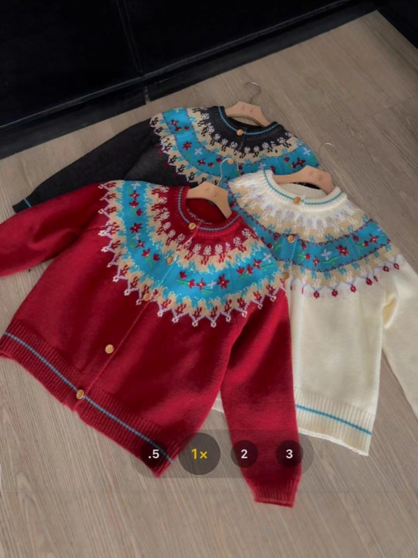 Nordic Fair Isle pleteni kardigan, vintage žakard uzorak, nježan stil, mala veličina, jesensko-zimski božićni džemper za žene