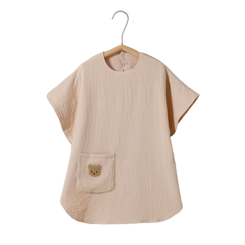 Zaštitno odijelo za mamu tijekom dojenja — apsorpcijska pamučna gaza, 95% pamuk, okrugli ovratnik, kratki rukavi, japansko-korejski stil, 2024