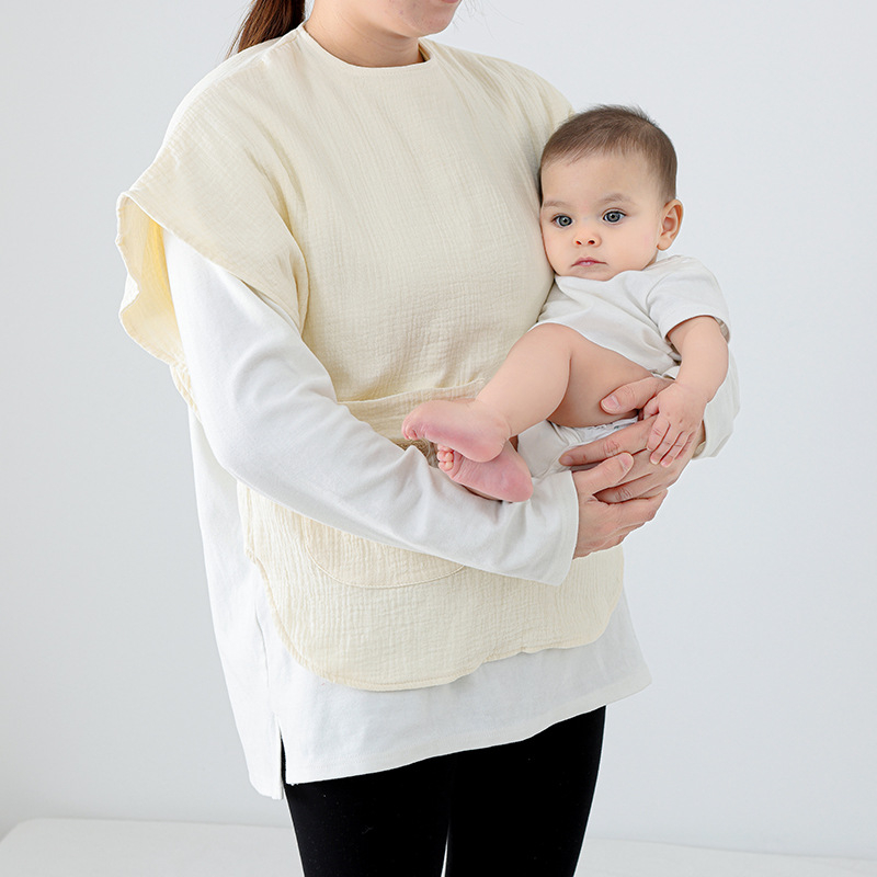 Zaštitno odijelo za mamu tijekom dojenja — apsorpcijska pamučna gaza, 95% pamuk, okrugli ovratnik, kratki rukavi, japansko-korejski stil, 2024