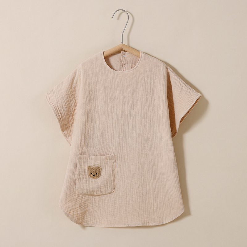 Zaštitno odijelo za mamu tijekom dojenja — apsorpcijska pamučna gaza, 95% pamuk, okrugli ovratnik, kratki rukavi, japansko-korejski stil, 2024