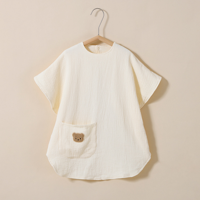 Zaštitno odijelo za mamu tijekom dojenja — apsorpcijska pamučna gaza, 95% pamuk, okrugli ovratnik, kratki rukavi, japansko-korejski stil, 2024