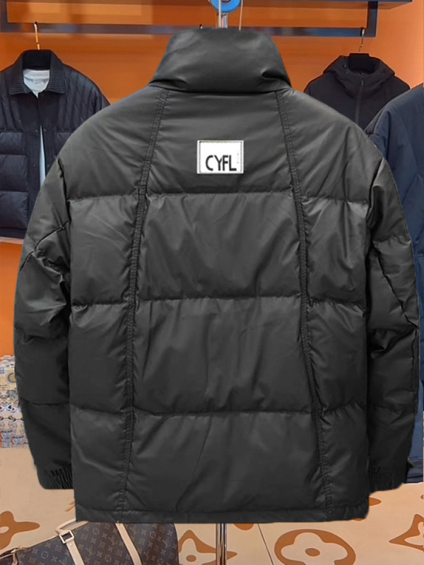 Muška kratka jakna s PU kožom, debeli nadjev od bijelog patka, topla, stojeći ovratnik, zatvarač, zimski casual