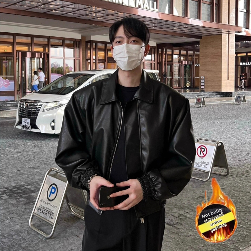 Cleanfit Kratka štepana kožna jakna za muškarce – jesen/zima, casual slobodan kroj