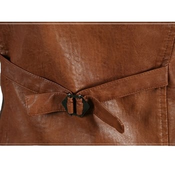 Pánska PU kožená vesta, štíhly strih, V-krk, jednoradové zapínanie, retro kardigán štýl, štyri sezóny