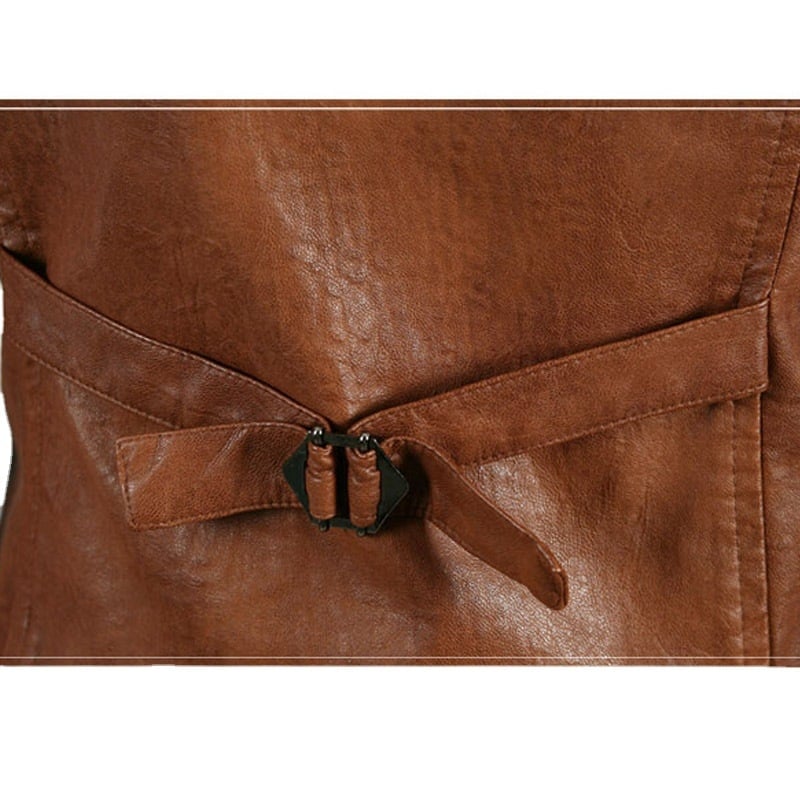 Pánska PU kožená vesta, štíhly strih, V-krk, jednoradové zapínanie, retro kardigán štýl, štyri sezóny