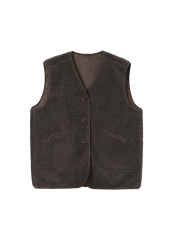Vesta od ovčje vune s V izrezom, ležerni kroj, poliester-akril smjesa 70–80%, kopčanje na jedan red gumba