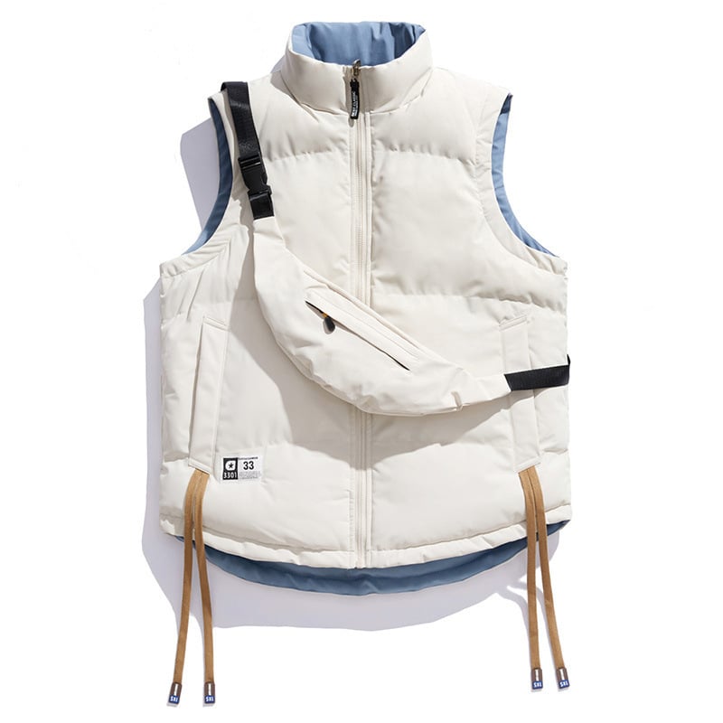 Muški pamučni vest s kardigan krojem, korejskog stila, stojeći ovratnik, zip, patch džepovi