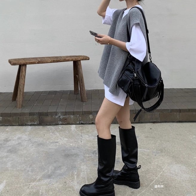 Dámska pletená vesta bez rukávov s V-krkom, voľný strih, dĺžka 50-65 cm, látka: zmes spandexu, štýl I-tvar, Royal Sister, jeseň-zima 2025