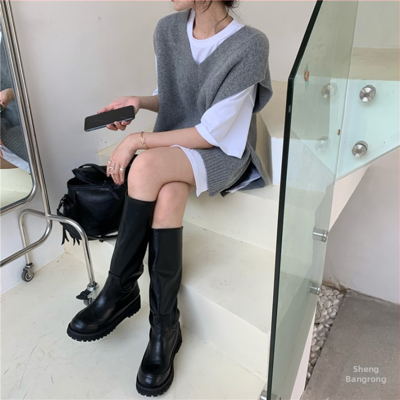 Dámska pletená vesta bez rukávov s V-krkom, voľný strih, dĺžka 50-65 cm, látka: zmes spandexu, štýl I-tvar, Royal Sister, jeseň-zima 2025