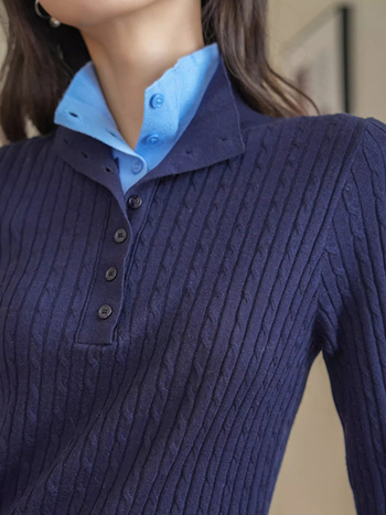 Ženski pulover s kapuljom od vunene smjese, lažni dvodijelni dizajn, uski kroj, strojno pranje