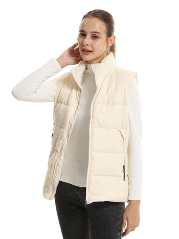 Grijana vesta s downom od bijelog patka, električno grijanje, 101–200 g punjenja, zatvarač, stojeći ovratnik