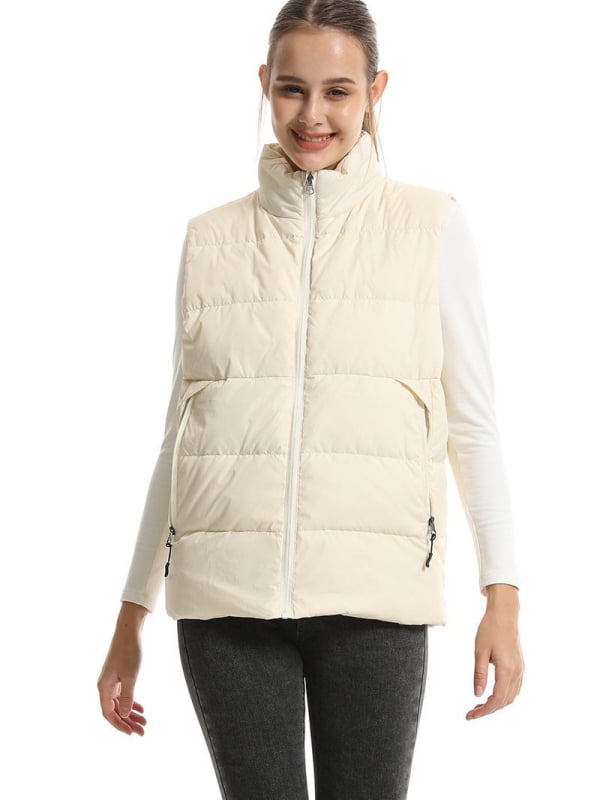 Grijana vesta s downom od bijelog patka, električno grijanje, 101–200 g punjenja, zatvarač, stojeći ovratnik