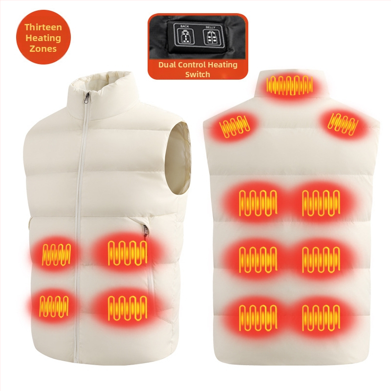 Elektriski siltināta pūču veste ar balto pīļu pūku 101–200 g, rāvējslēdzējs, augsts apkaklis