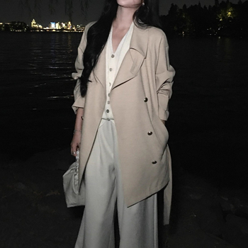 Ženský vlnený kardigán s kapucňou a kašmírom, falošný dvojdielny set, voľný strih, V-krk