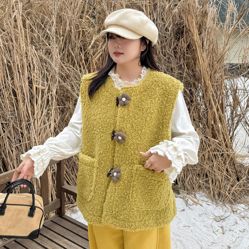 Vesta s cvjetnim uzorkom od kombinirane tkanine s elastanom, okrugli vrat, zimska kolekcija 2025