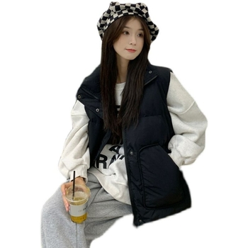 Jesen-zimska vesta, stil Royal Sister, stojeći ovratnik, zatvarač, duljina 50–65 cm