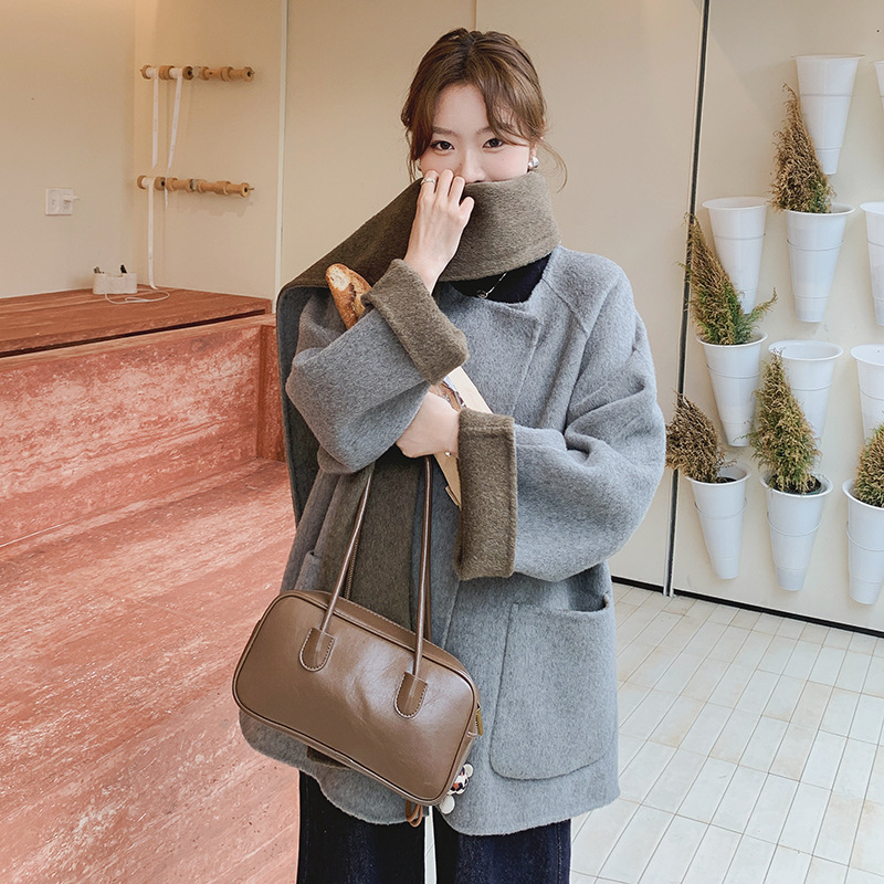 Dvostrano vuneni kašmir kaput za žene, kaput u stilu šal, jesen 2025, kašmir 30-50%, poliester <30%