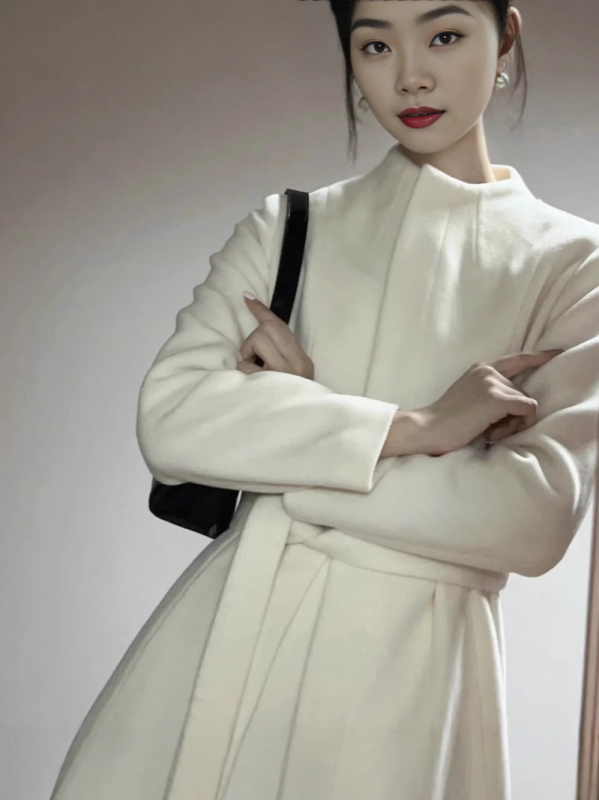 Sieviešu vilnas mētelis, rudens 2024, materiāls: aitu vilna, vilnas saturs 95%+