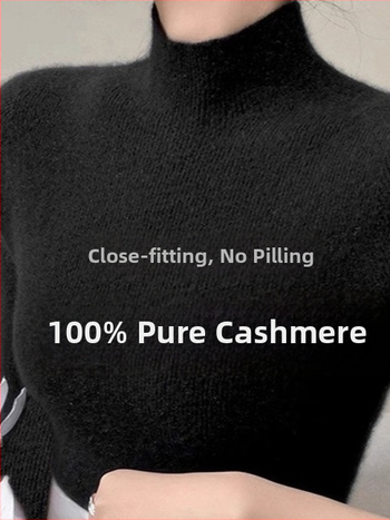 Dámsky sveter z 100% kašmíru, štíhla silueta, okrúhly výstrih, dlhé rukávy