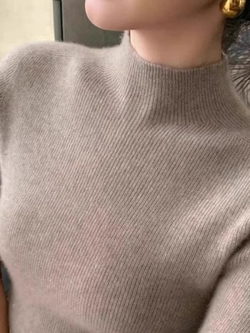 Dámsky sveter z 100% kašmíru, štíhla silueta, okrúhly výstrih, dlhé rukávy