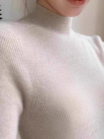 Dámsky sveter z 100% kašmíru, štíhla silueta, okrúhly výstrih, dlhé rukávy