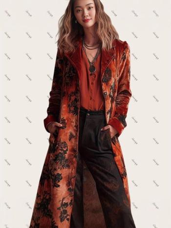 Dugi ženski kardigan s dojmom umjetnog kašmira, poliester 95%+, J-yuefang, jesen 2025