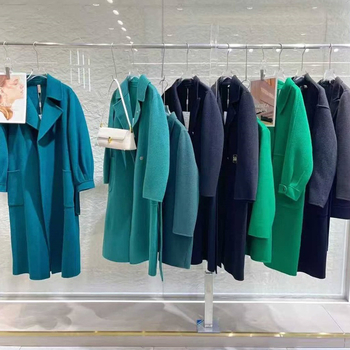 Ženski kaput od vune i kašmira, dvostruko kopčanje, ovratnik, srednja duljina, jednobojna, britanski stil