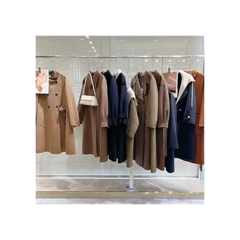 Ženski kaput od vune i kašmira, dvostruko kopčanje, ovratnik, srednja duljina, jednobojna, britanski stil